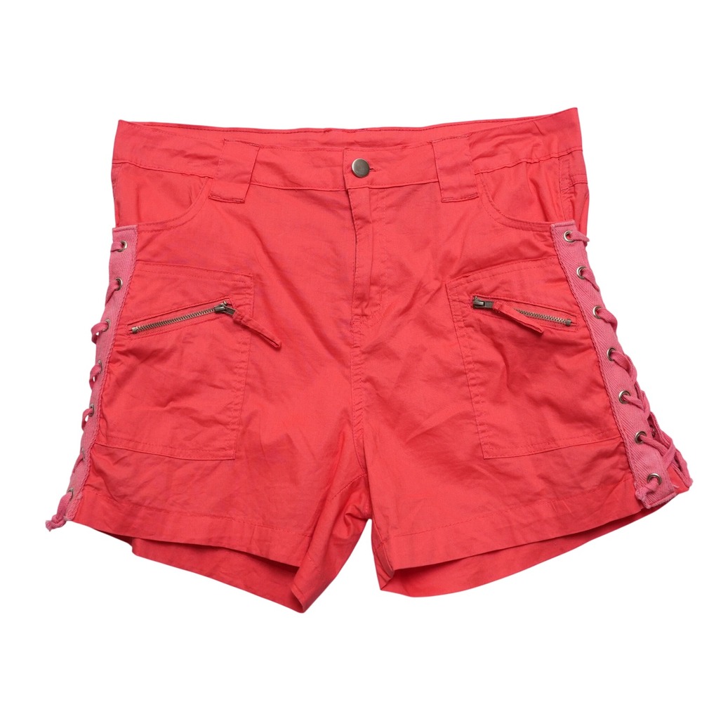 Helium London Side Laced‎ Shorts Womens Large Red 6-Pocket Utility Cargo